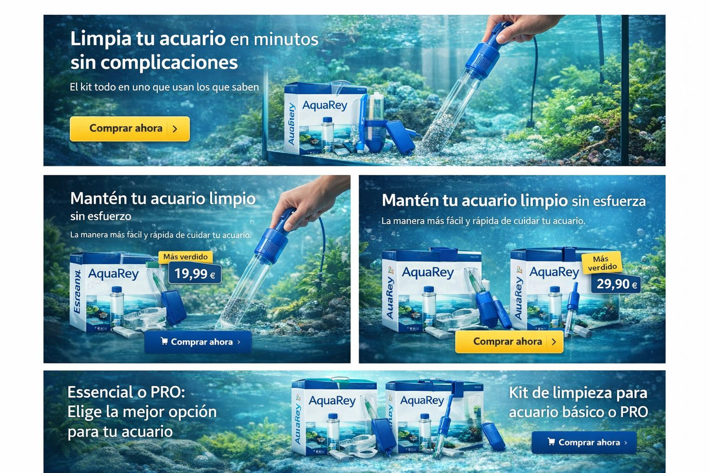 AquaRey kit profesional mantenimiento y limpieza de acuarios PRO